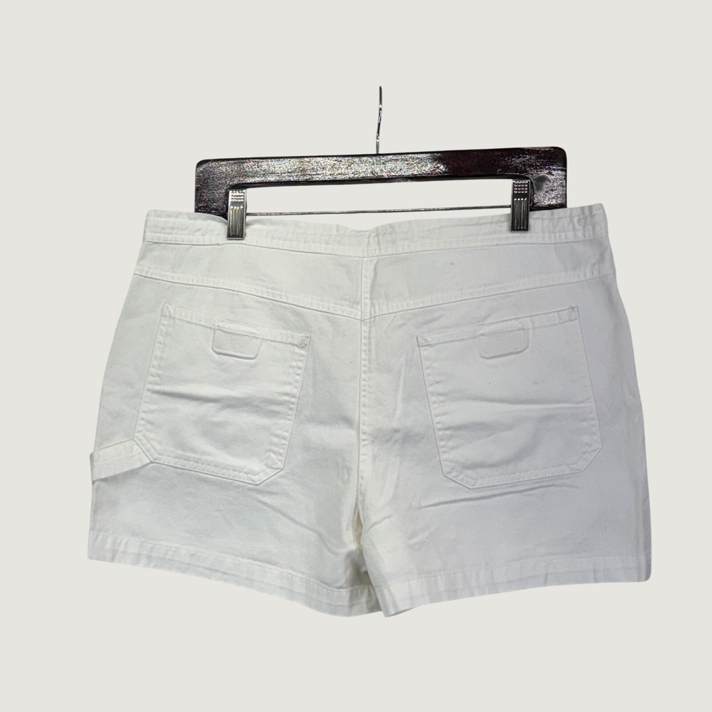 Esprit White Cotton Blend Drawstring Shorts Size 7/8 Y2K Minimalist Summer - Picture 2 of 7